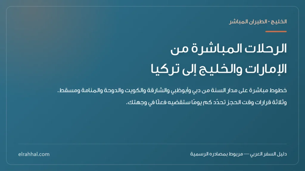 بطاقة مقال: الرحلات المباشرة من الإمارات والخليج إلى تركيا