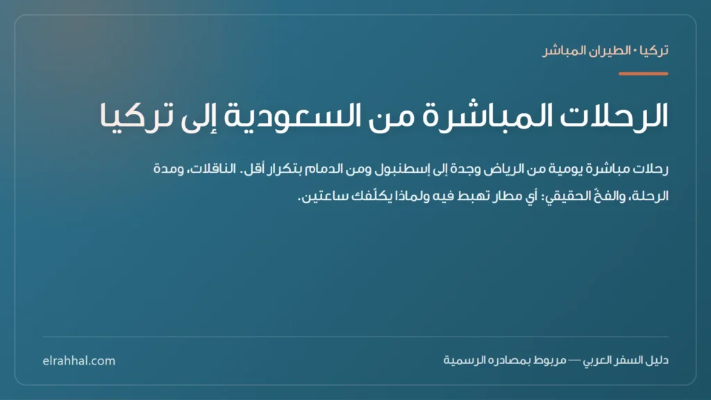 بطاقة مقال: الرحلات المباشرة من السعودية إلى تركيا