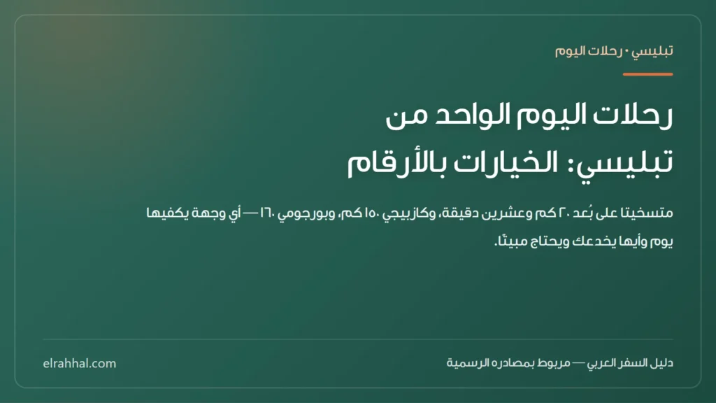 بطاقة مقال: رحلات اليوم الواحد من تبليسي: الخيارات بالأرقام